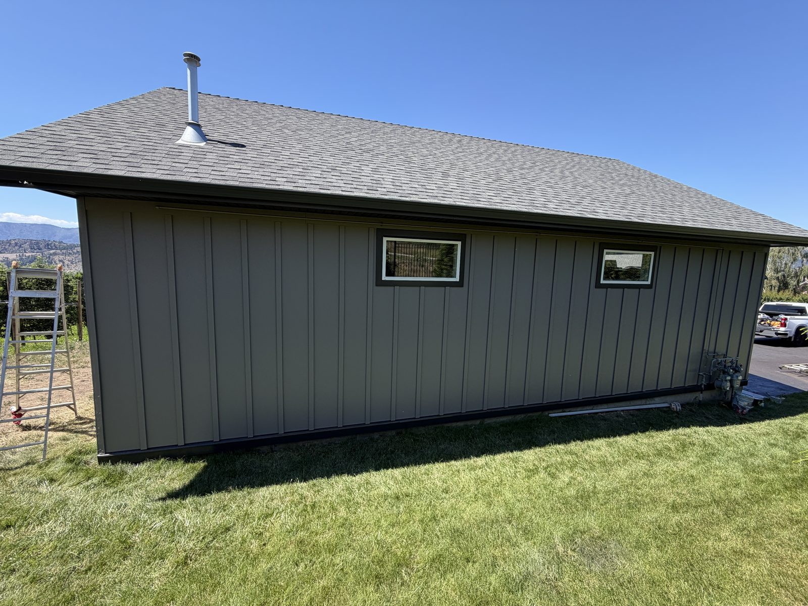 Freshly painted exterior siding